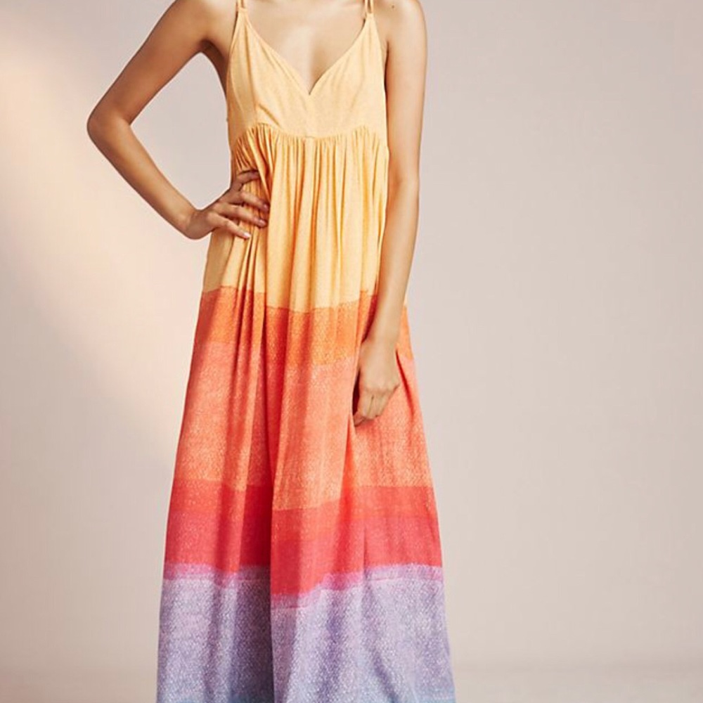 NWOT Anthropologie setting sun maxi dress xs